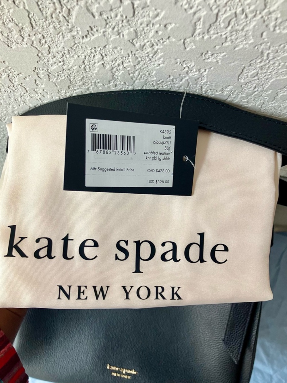 Kate Spade Knott Pebbled Leather Large Shoulder Bag - Black - Picture 12 of 15